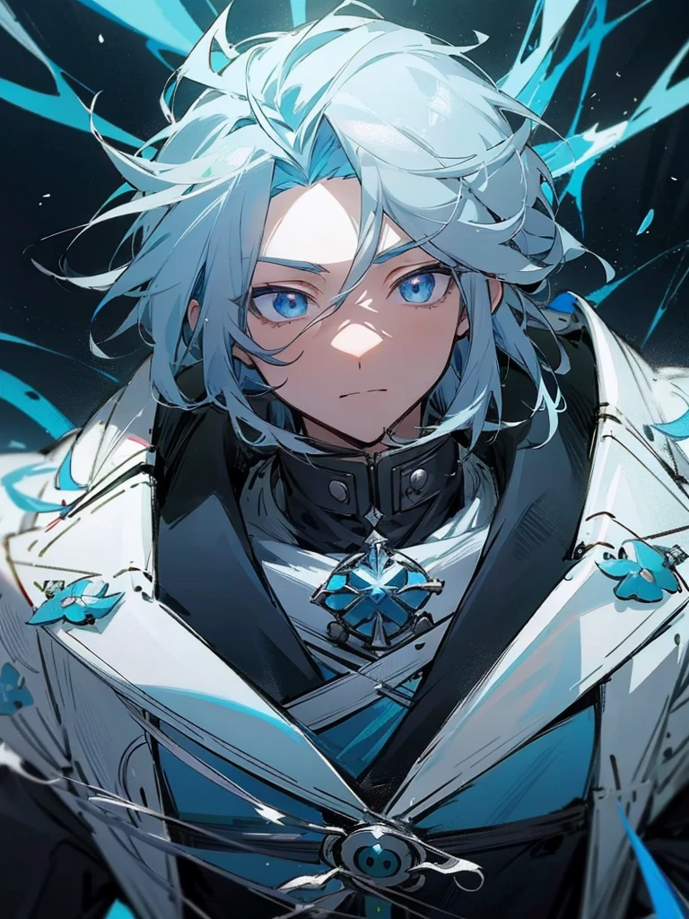 a close-up of a person with blue hair and a white jacket, tall anime guy with blue eyes, handsome guy in demon slayer art, Anime main art, male anime character, anime character detailed art, keqing do impacto genshin, dos arknights, trends on artstation pixiv, best 4k konachan anime wallpaper, nagito komaeda