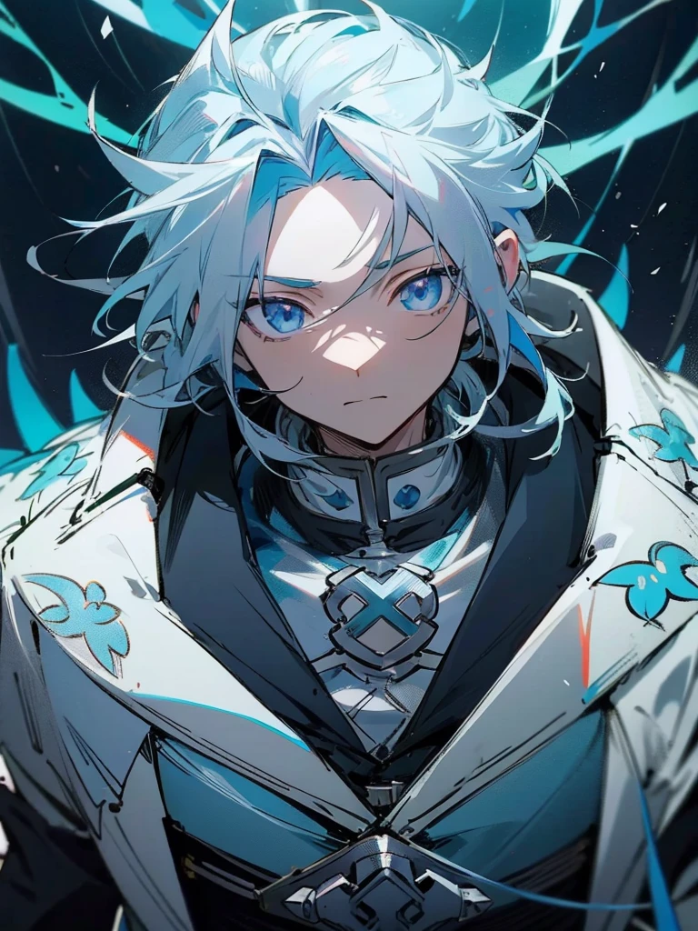 a close-up of a person with blue hair and a white jacket, tall anime guy with blue eyes, handsome guy in demon slayer art, Anime main art, male anime character, anime character detailed art, keqing do impacto genshin, dos arknights, trends on artstation pixiv, best 4k konachan anime wallpaper, nagito komaeda