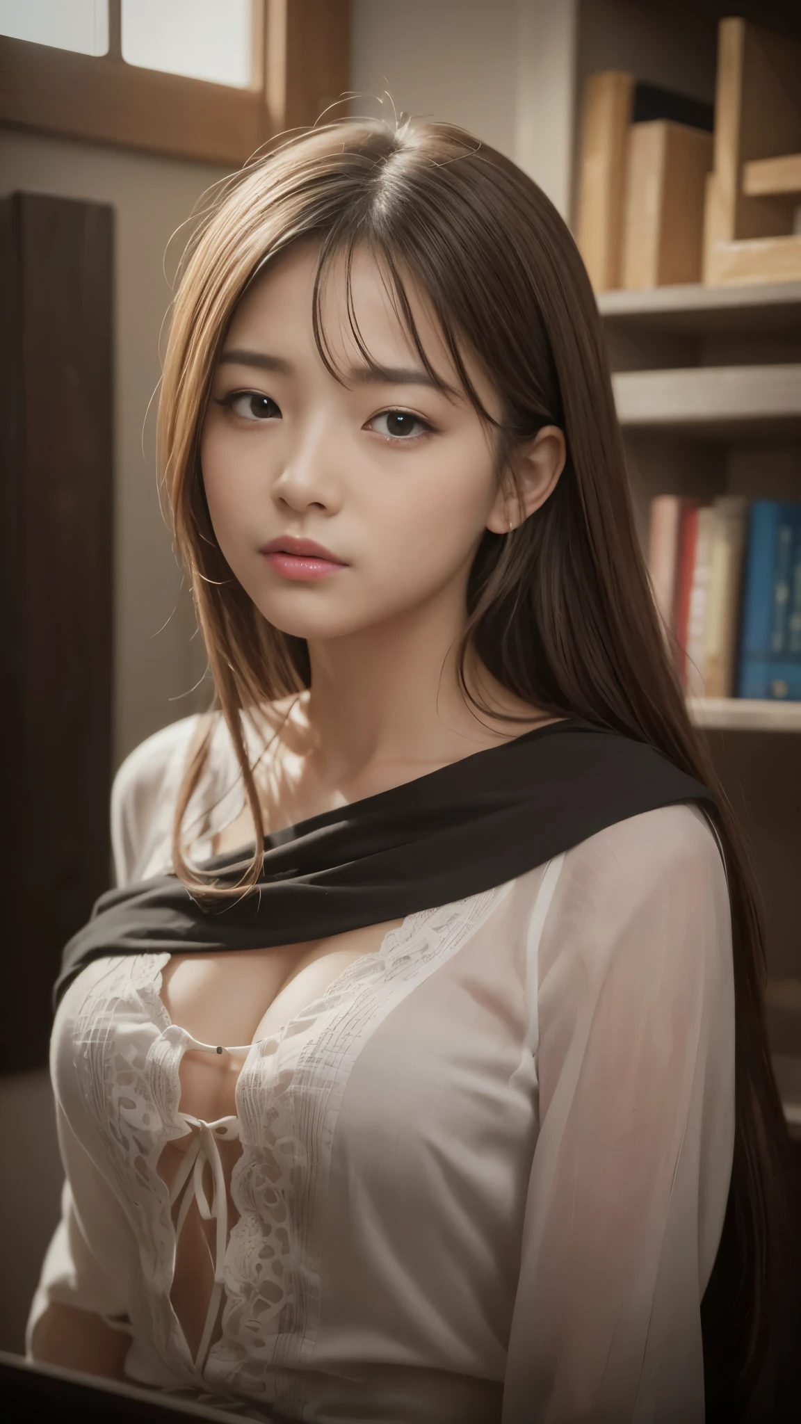 masterpiece, wonderful, high quality、high resolution、High resolution、超A high resolution、realism、Real Stick、Photo serial、Raw photo、, ((woman)), Indifference, Seriousness, bangs, (assassin), White clothes、Degrees of Freedom:1.8、Accurate anatomy、Realistic textured face and skin、Accurate anatomy:1.3、Symmetrical face:1.3、