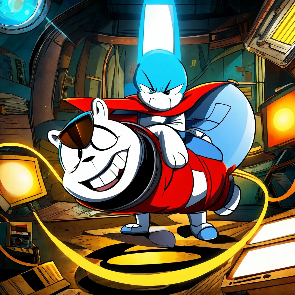 Je voudrais une image d’un projecteur sans détail, autre, je veux que le projecteur projette un film. Et tout cela dans un style cartoon.