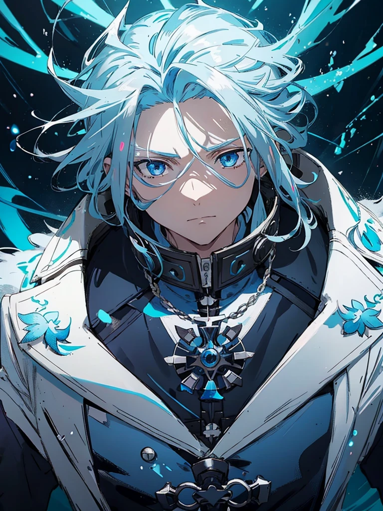 a close-up of a person with blue hair and a white jacket, tall anime guy with blue eyes, handsome guy in demon slayer art, Anime main art, male anime character, anime character detailed art, keqing do impacto genshin, dos arknights, trends on artstation pixiv, best 4k konachan anime wallpaper, nagito komaeda