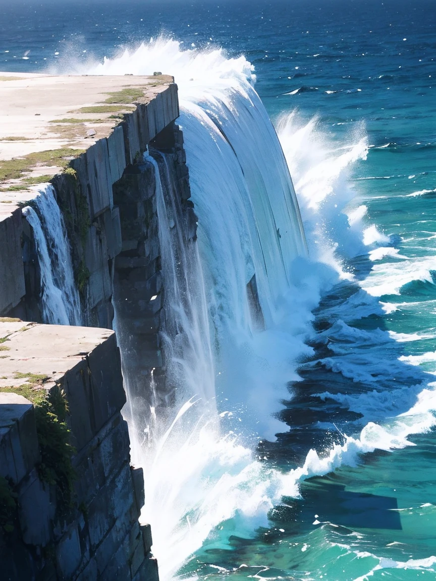 A huge collapsing sea, Shades of blue, Depth, Choppy Water. You can observe the formation of the face
