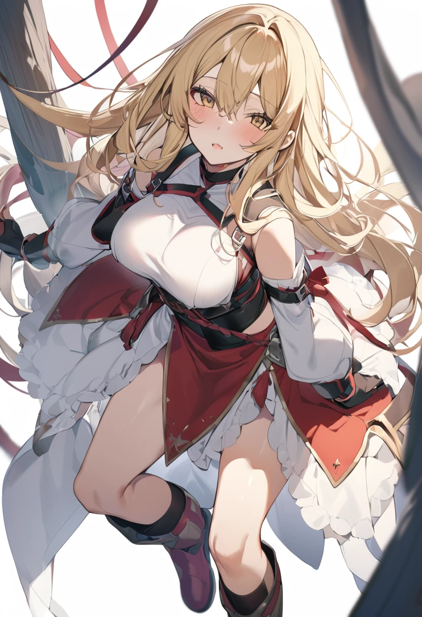 (One girl),(sidelock),(Blonde),Princess Connect,(huge breasts),(plump)+,(beautiful girl)+,[Big thighs],(slant eyes),pink eye,(Futanari),(boyish),(Satanic Priest),leotard,(thigh-high socks thighhighs),(long gloves),say,(Erotic squatting),see-through,(White Background:1.5),(medium length hair)