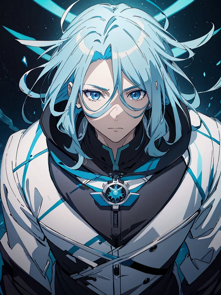 a close-up of a person with blue hair and a white jacket, tall anime guy with blue eyes, handsome guy in demon slayer art, Anime main art, male anime character, anime character detailed art, keqing do impacto genshin, dos arknights, trends on artstation pixiv, best 4k konachan anime wallpaper, nagito komaeda