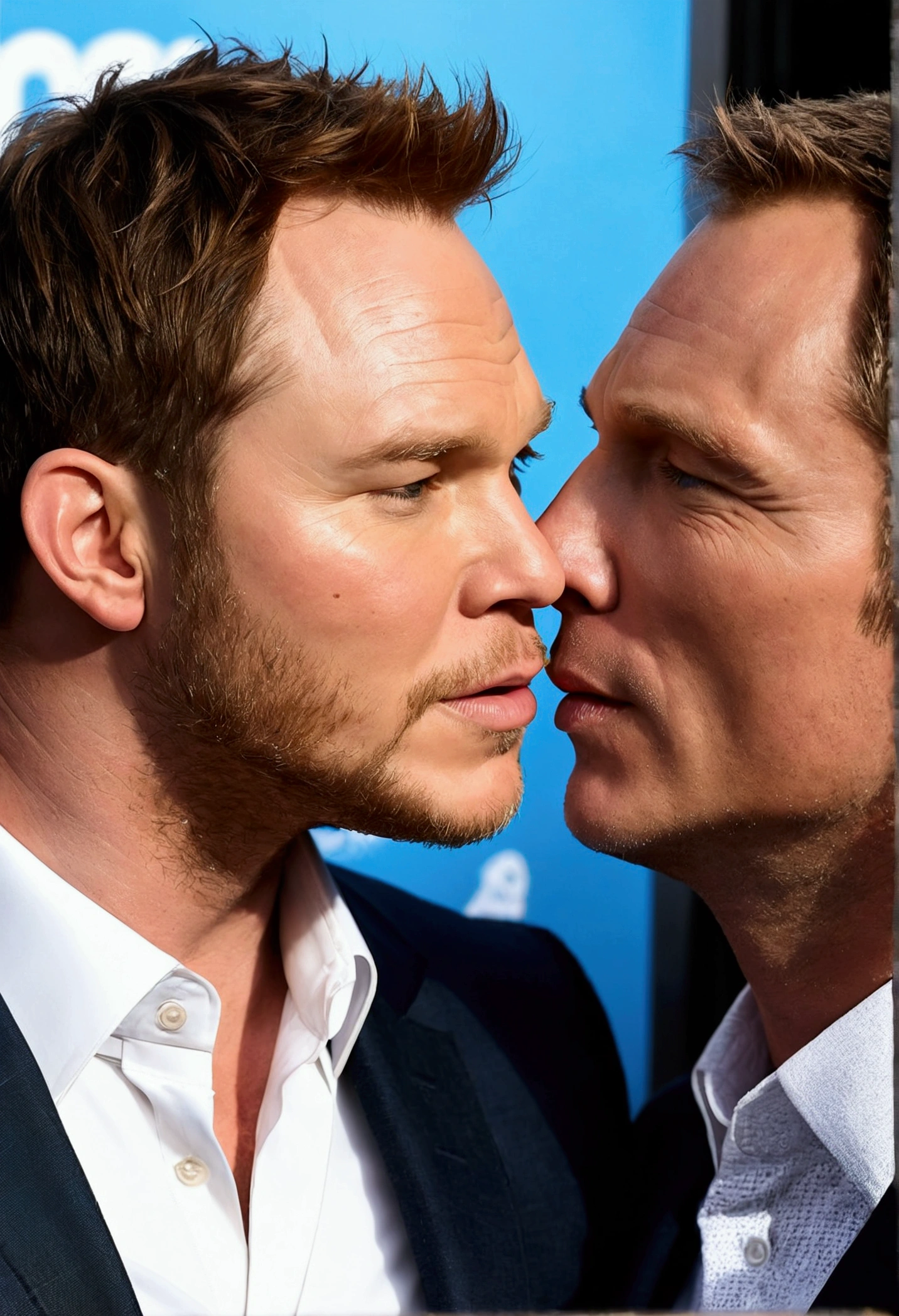 Chris Pratt and Daniel Craig kissing