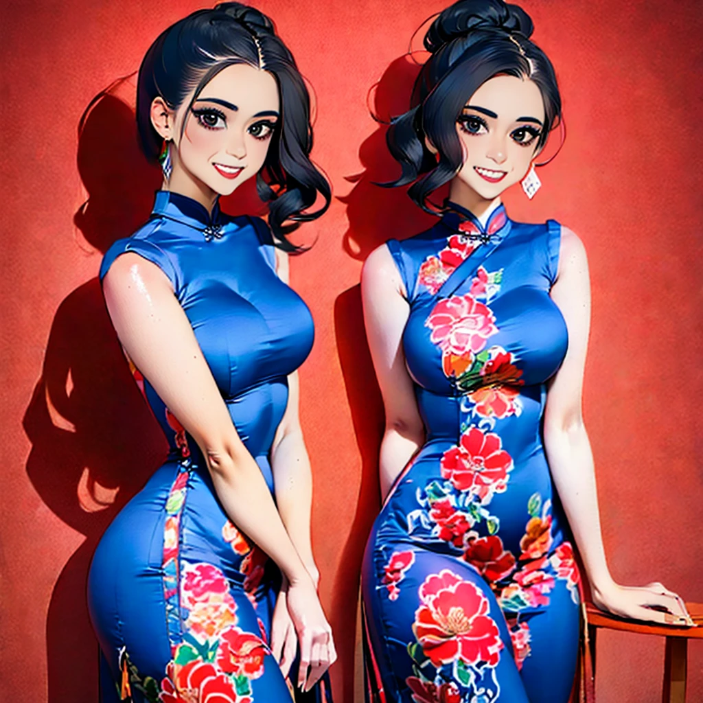 Beautiful Iranian 16 year old in tight silk qipao, large breasts,