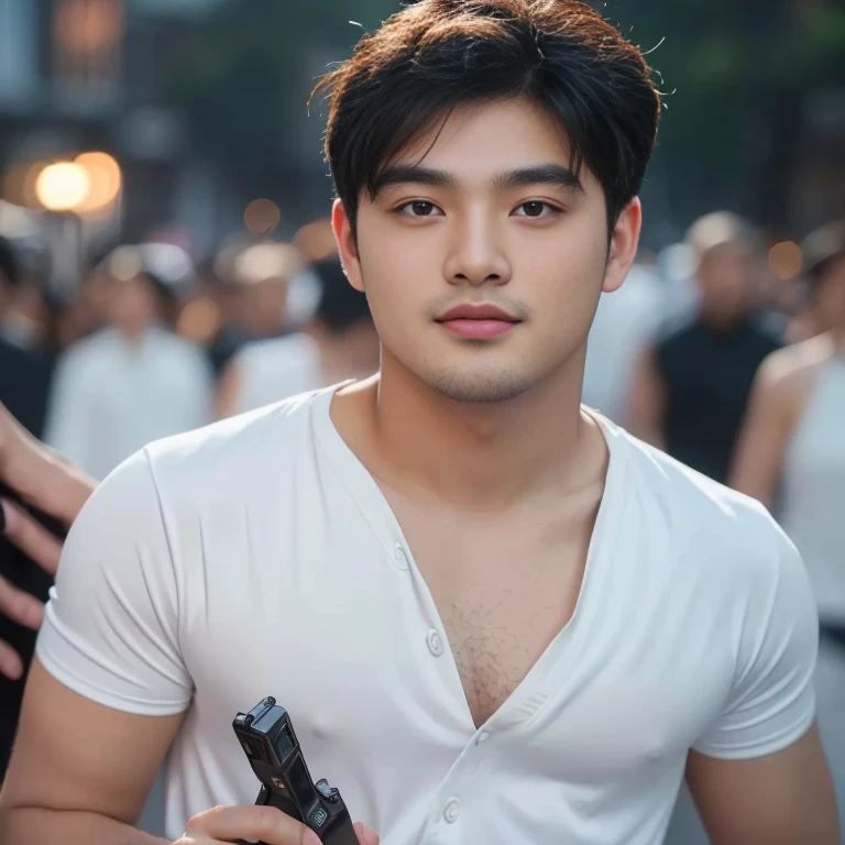 Araaf man wears a Southeast Asian man with a round face.,Posing for pictures, Portrait, male actor, handsome man,short black hair asian man, beautiful haraam man,stereoscopic 8k,45 high quality colored lights,000,000,000 pixels, photo, post-trade photo, animation, Portraitที่สวยงามสมจริง. Posing for pictures, Headshot profile picture, inspiration inspirationจากนิโคลัส มาร์ซิกาโน, Profile picture, Portrait, Headshot, inspiration, Headshotgraph,