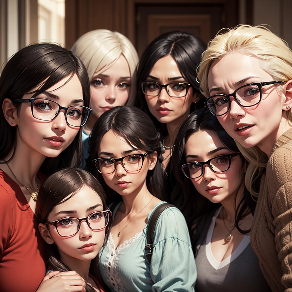 A group of community aunts wearing glasses