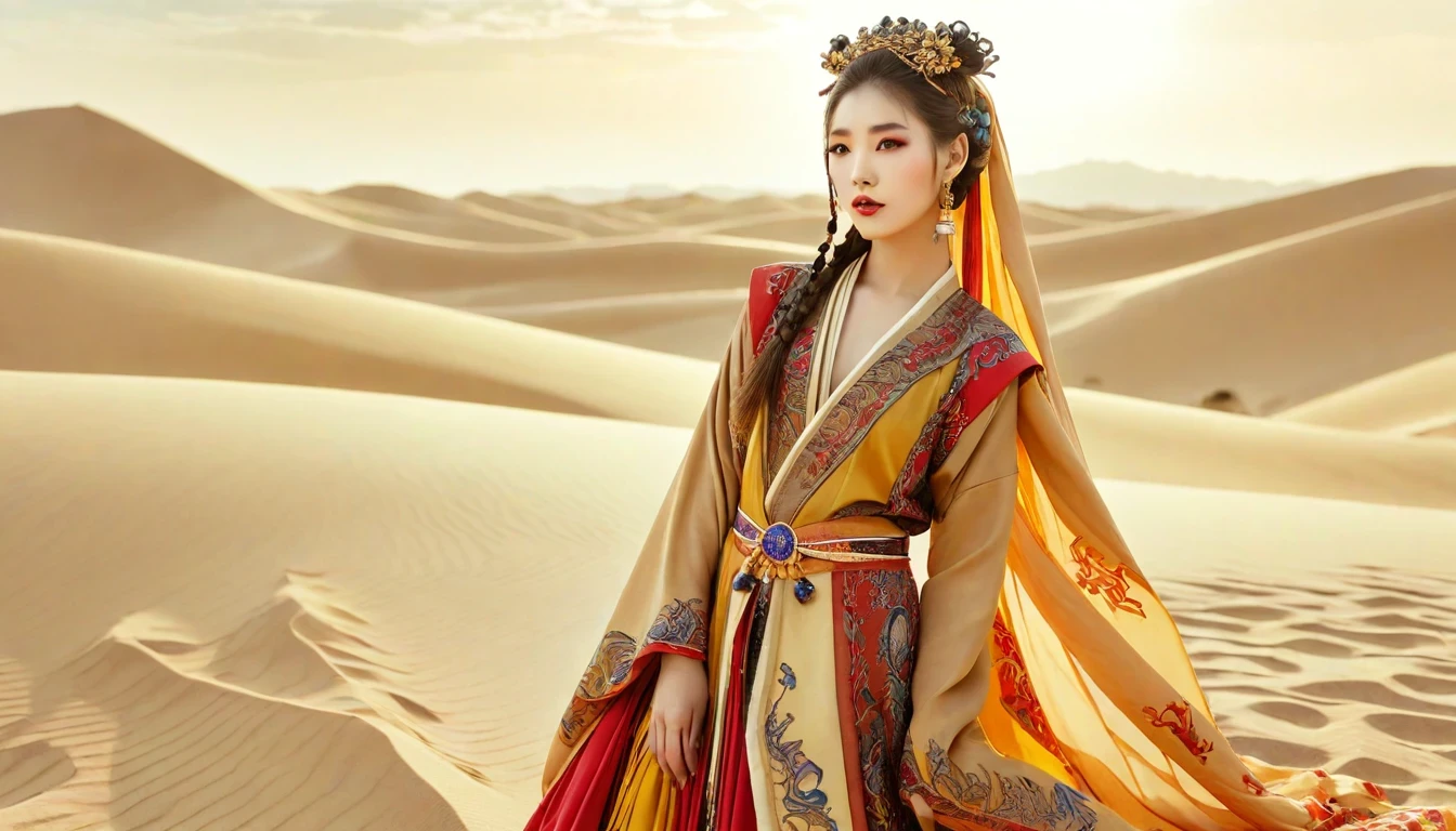 沙漠公主，在金色阳光下显得格外美丽