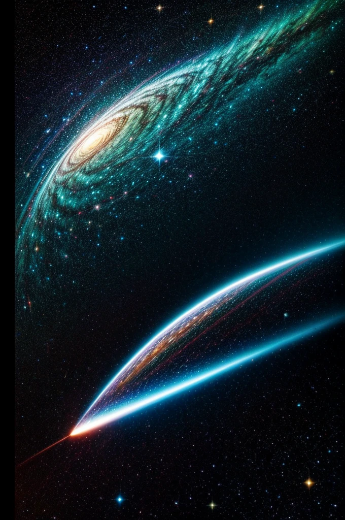 SCI-Fi, galactic ship, furs, interstellar space, travel through galaxies, stars, sparkles, starlight, nebula, HDR, luminicencia, masterpiece, high shutter speed, ISO 4000, hyper detail, ultra resolution