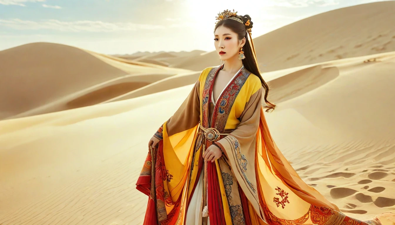 沙漠公主，在金色阳光下显得格外美丽