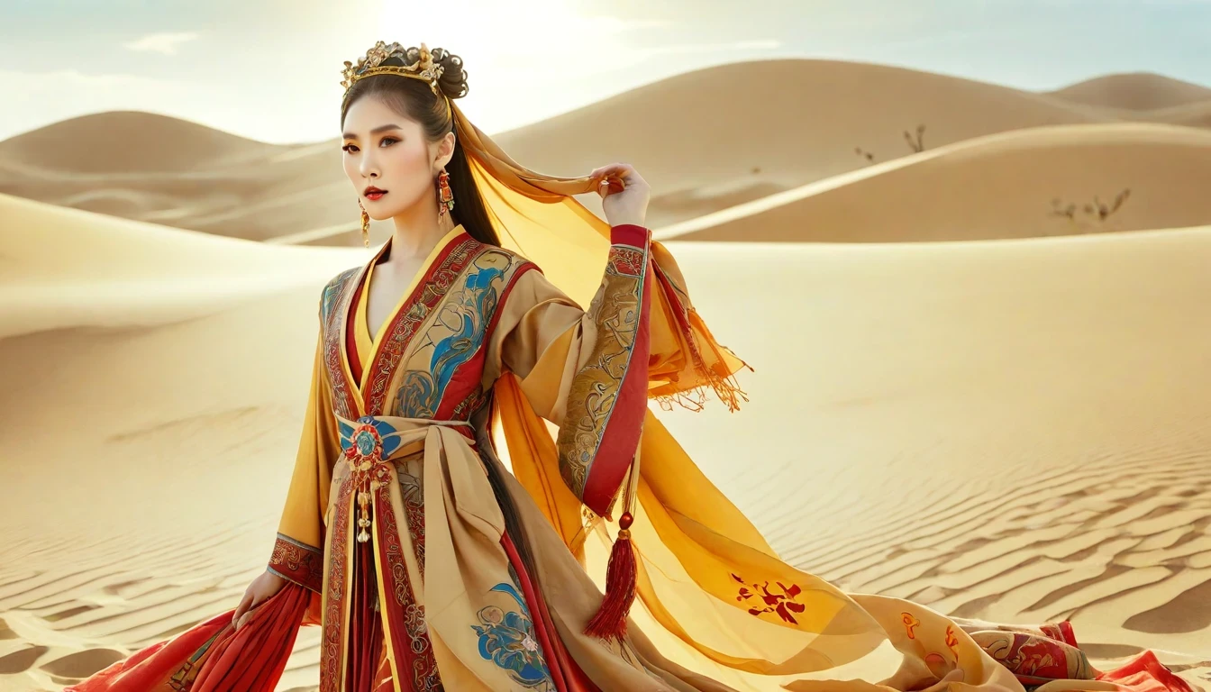沙漠公主，在金色阳光下显得格外美丽