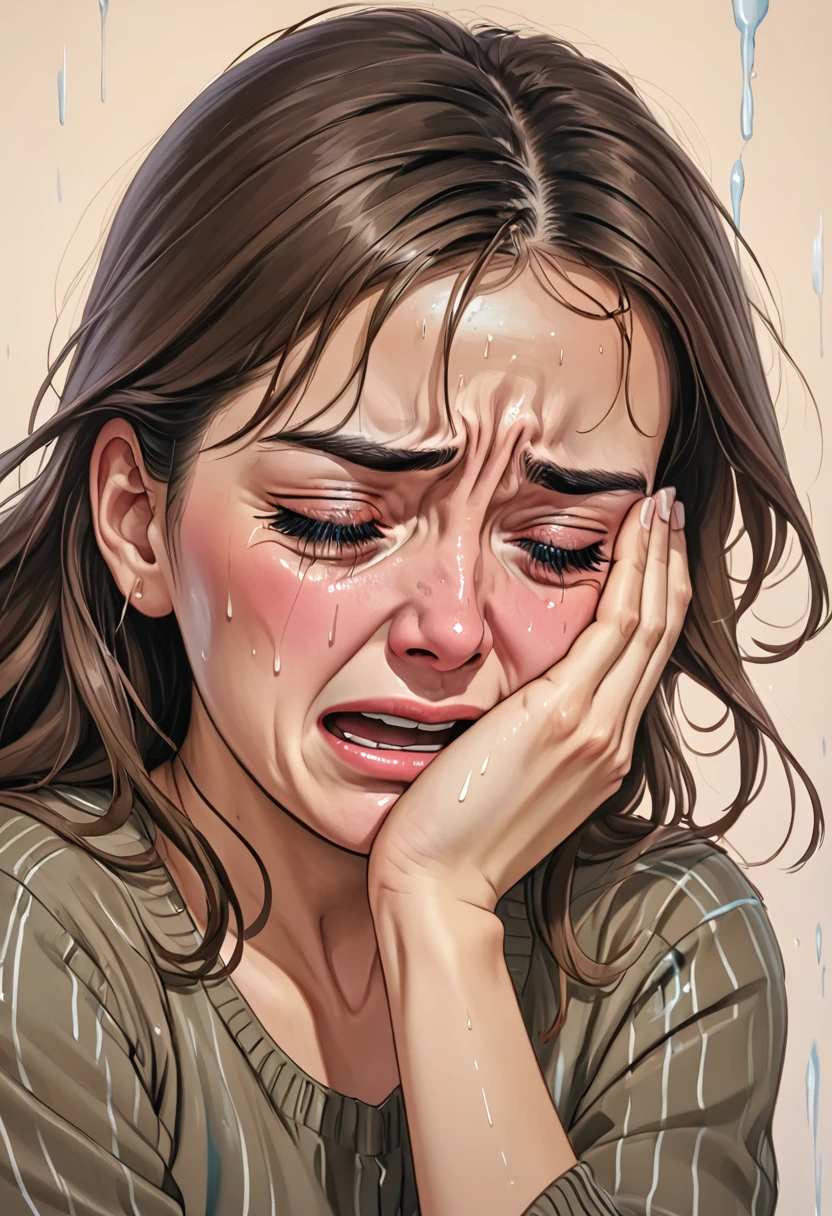 A woman crying 