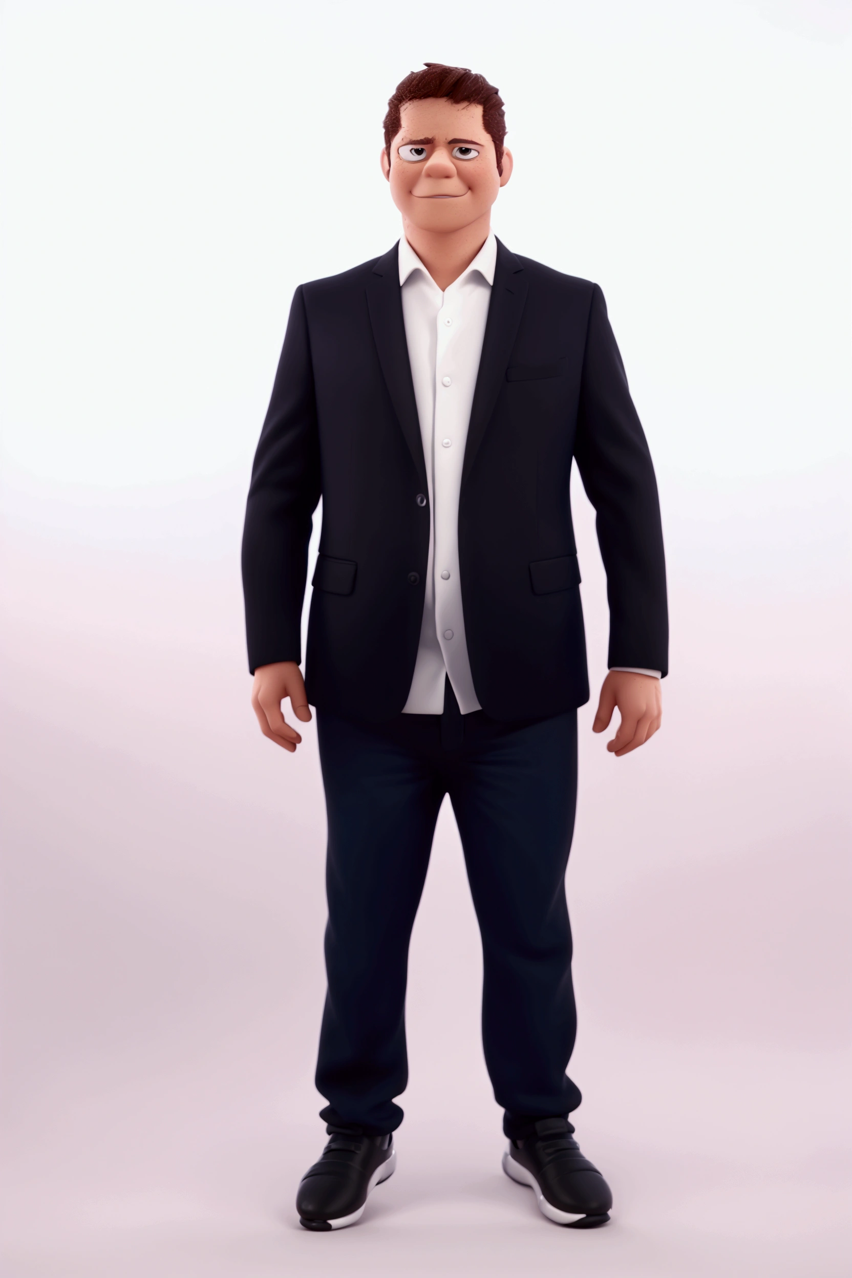 Cartoon character of a man in black suit, white inside shirt, animation character, Stylized character, animation style rendering, stylized 3D, Arnold Maya rendering, Stylized 3D rendering, toon rendering screenshot, 3D character, 3D character, Stylized 3D rendering, Stylized 3D rendering, 3D character rendering, cartoon character, Close up character, Character Pose, (Pixar Style) (master part:1.2) (bokeh) (best quality) (detailed skin) (detailed texture) (8K) (clay) (cinematic lighting) (sharp focus