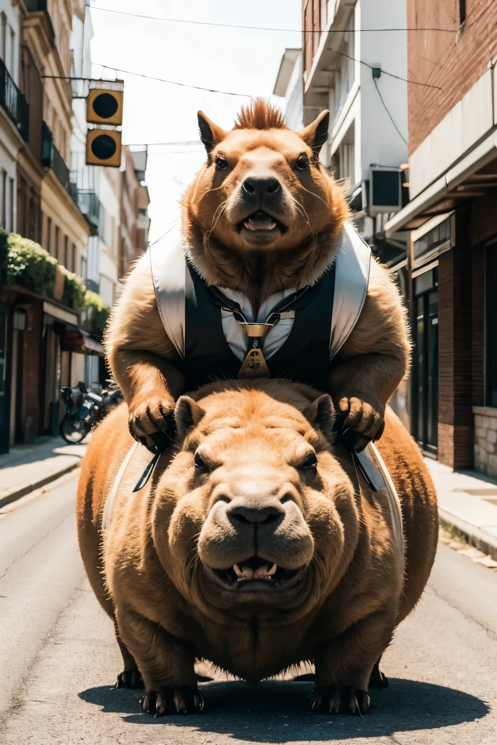 heavy metal capybara with patch vest
