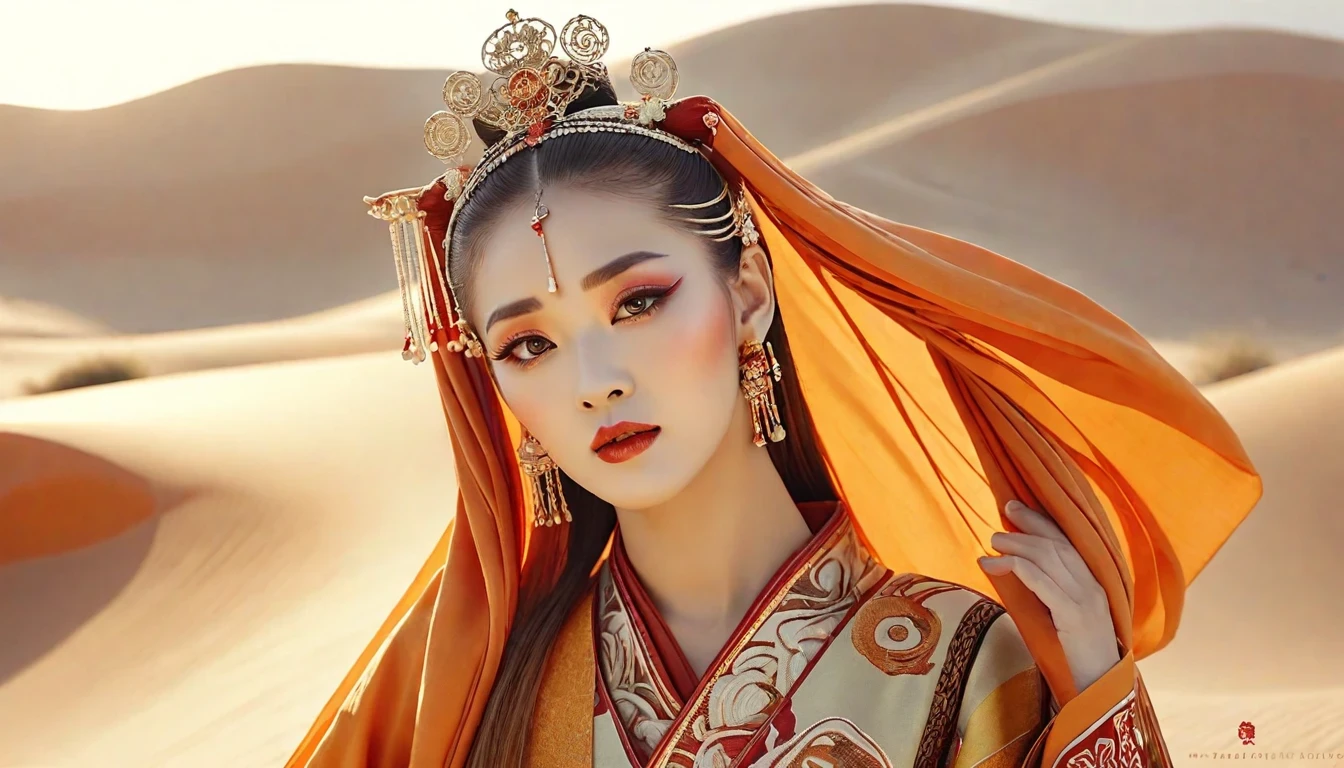 沙漠公主，在金色阳光下显得格外美丽