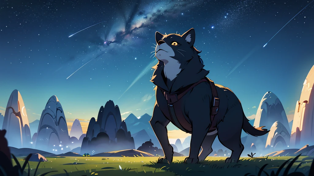 4k ultra high quality, masterpiece, perfect lighting, landscape, empty sky full of stars, outer space