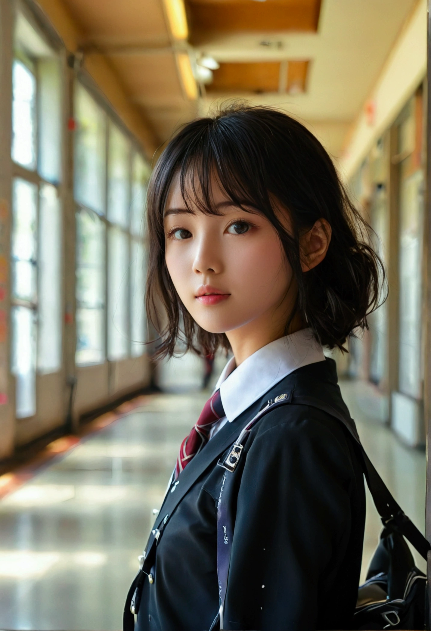 high school girl model clear系 clear uniform 黒uniform cute Mature popular person