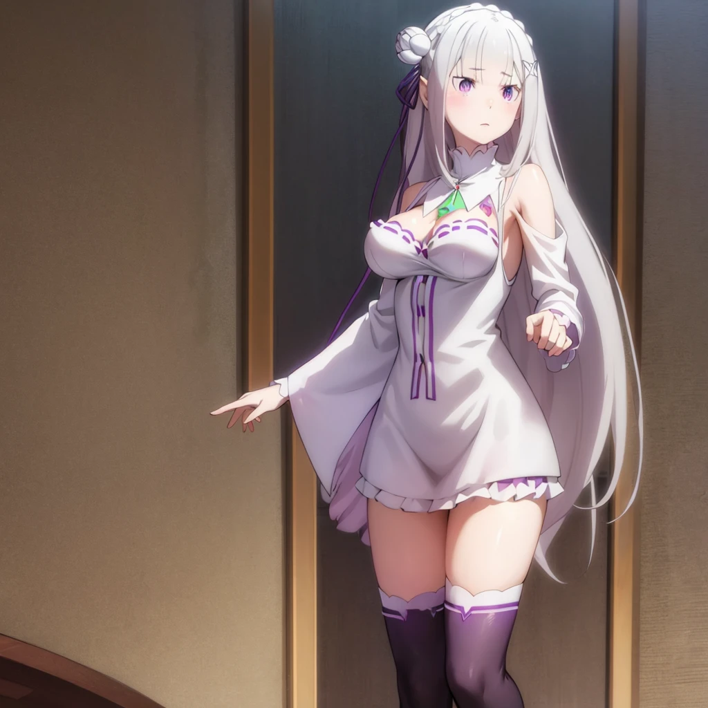 Emilia-Re:Zero, NSFW ,show off niples, breasts out, cum in pussy