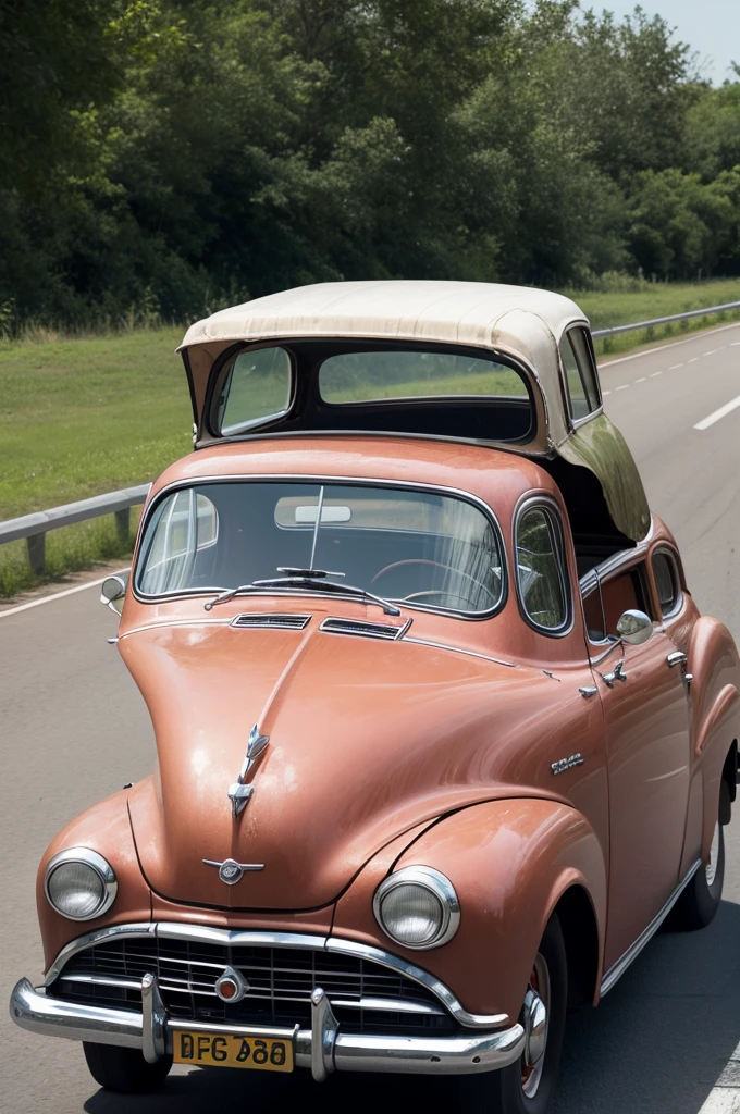A driver driving an old car