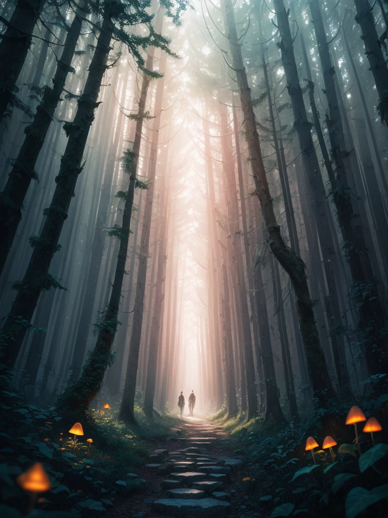 masterpiece, best quality, high quality,extremely detailed CG unity 8k wallpaper, An enchanting and dreamy scene of a fantasy forest, with towering trees, glowing mushrooms, and hidden fairy glens, creating a sense of mystique and enchantment, artstation, digital illustration, intricate, trending, pastel colors, oil paiting, award winning photography, Bokeh, Depth of Field, HDR, bloom, Chromatic Aberration ,Photorealistic,extremely detailed, trending on artstation, trending on CGsociety, Intricate, High Detail, dramatic, art by midjourney