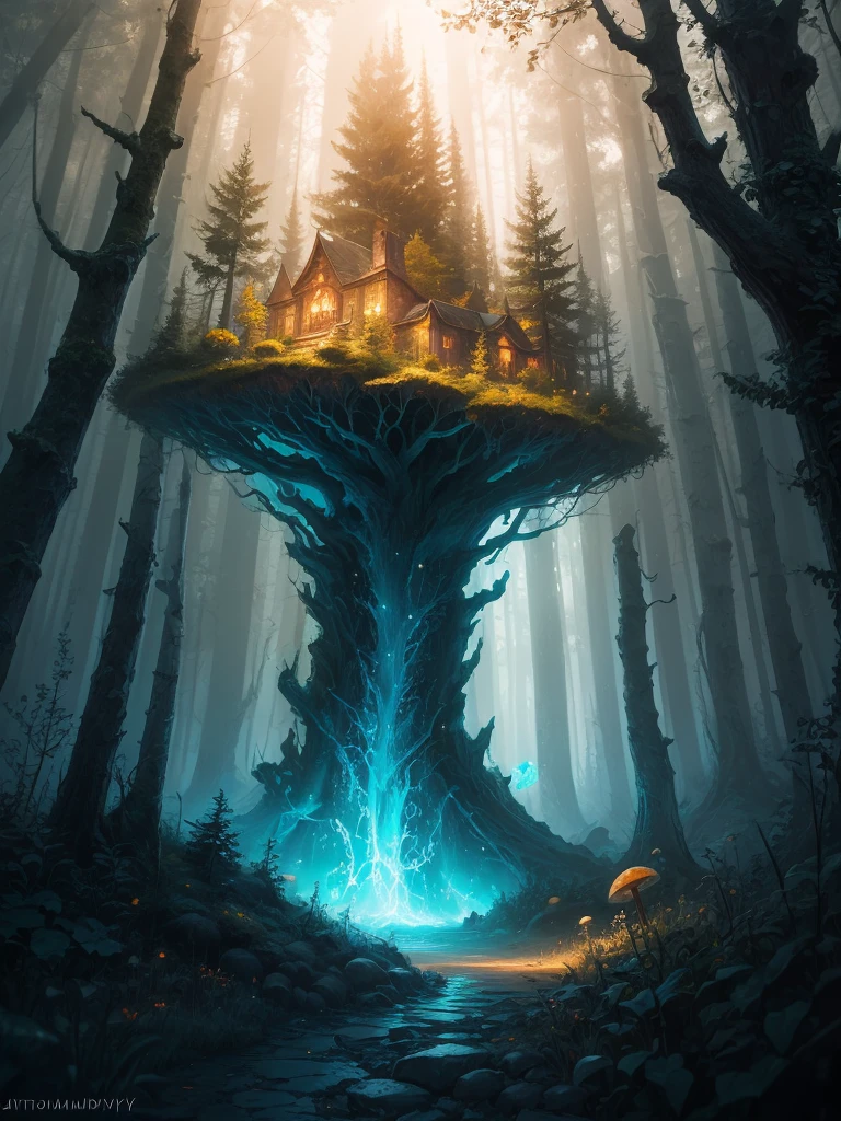 masterpiece, best quality, high quality,extremely detailed CG unity 8k wallpaper, An enchanting and dreamy scene of a fantasy forest, with towering trees, glowing mushrooms, and hidden fairy glens, creating a sense of mystique and enchantment, artstation, digital illustration, intricate, trending, pastel colors, oil paiting, award winning photography, Bokeh, Depth of Field, HDR, bloom, Chromatic Aberration ,Photorealistic,extremely detailed, trending on artstation, trending on CGsociety, Intricate, High Detail, dramatic, art by midjourney