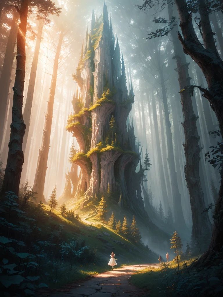 masterpiece, best quality, high quality,extremely detailed CG unity 8k wallpaper, An enchanting and dreamy scene of a fantasy forest, with towering trees, glowing mushrooms, and hidden fairy glens, creating a sense of mystique and enchantment, artstation, digital illustration, intricate, trending, pastel colors, oil paiting, award winning photography, Bokeh, Depth of Field, HDR, bloom, Chromatic Aberration ,Photorealistic,extremely detailed, trending on artstation, trending on CGsociety, Intricate, High Detail, dramatic, art by midjourney