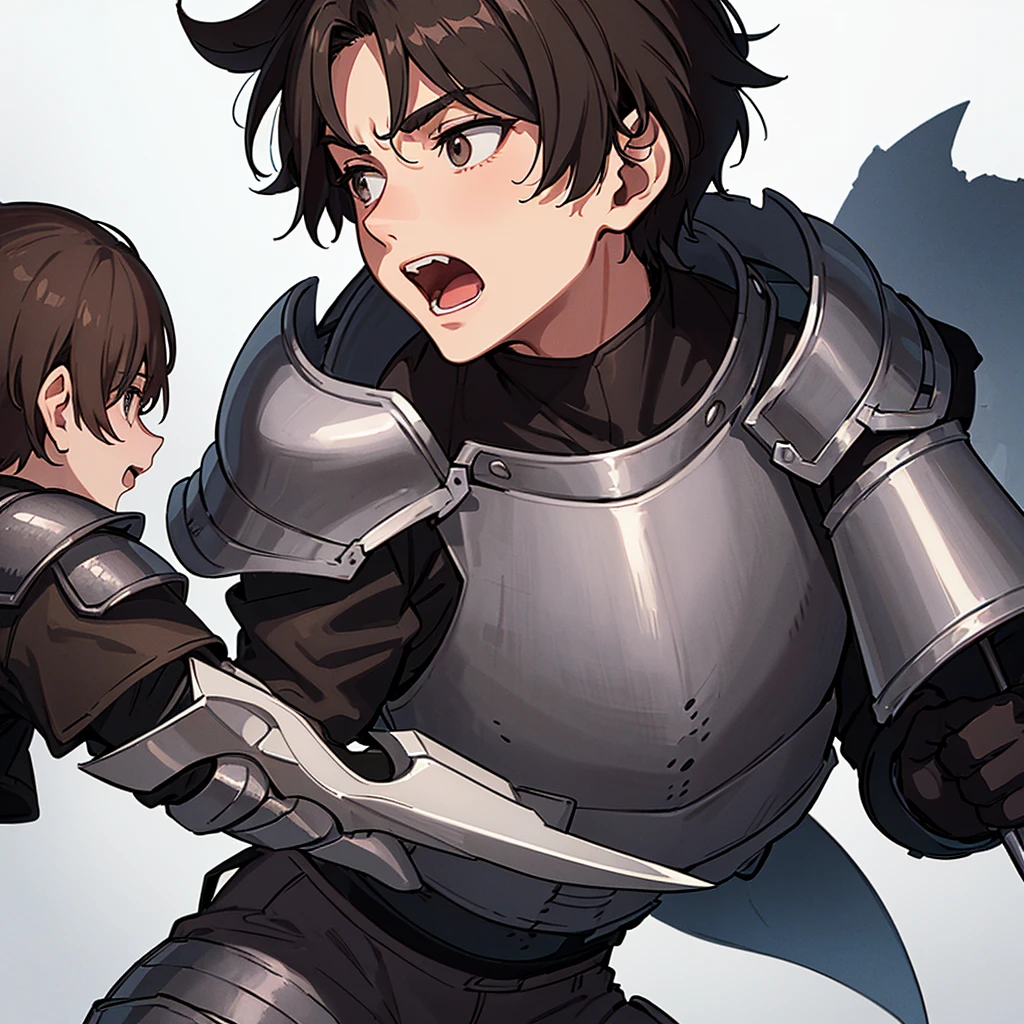 Best illustrations、Best Quality、(((Simple grey armor、Black trousers、Black gloves、Short Hair、Brown Hair、20 year old man)))、(((Grab the sword、Get Ready)))、(Old ruins、desert。Grass)、Fall to the floor、(Black, muddy swamp)、(仮面の中世の騎士が10 people)、(get annoyed、Open your mouth、Get angry)、(lots of medieval knights、10 people)、battlefield、(From the side、profile)、(White background)