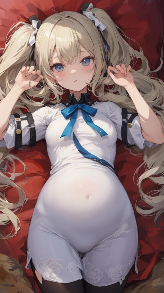 Super precise and super detailed anime illustrations,
pregnant  girl,black twintail,Leopard print bodysuit,
Leopard print ribbon,