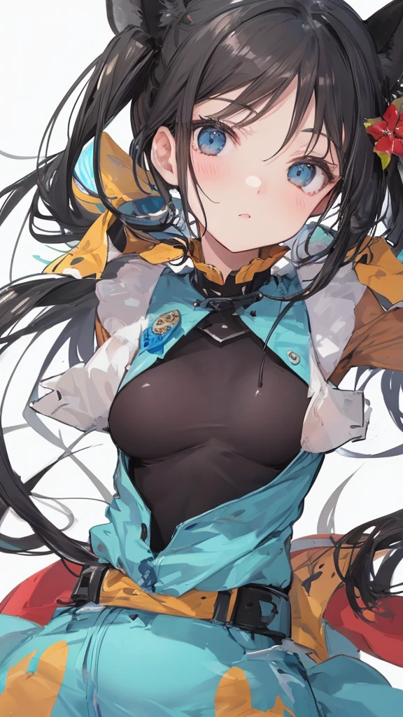 Super precise and super detailed anime illustrations,
pregnant girl,black twintail,Leopard print bodysuit,
Leopard print ribbon,
