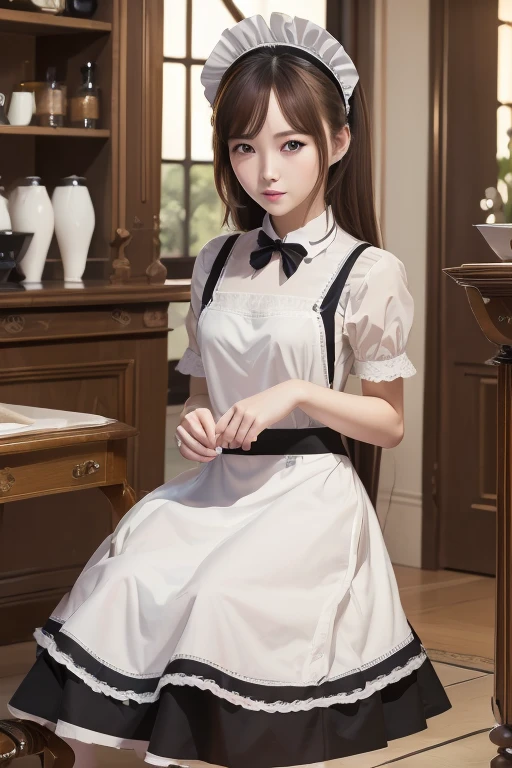 Highest quality、masterpiece、High sensitivity、High resolution、Detailed Description、Slender women、Maid clotheaid Cafe、