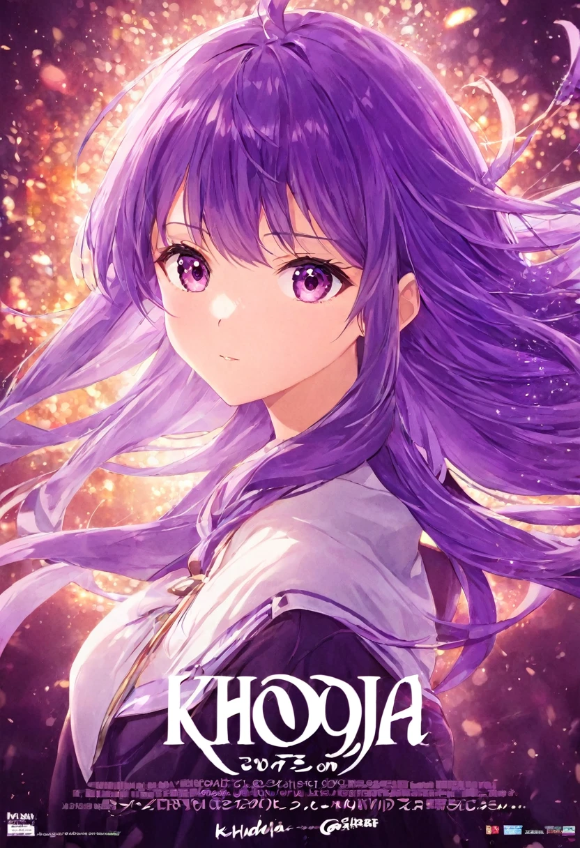 1girl, purple hair, anime style, anime, with title "Khdoja" on it
,Movie Poster, MoviePosterRedAF,
,