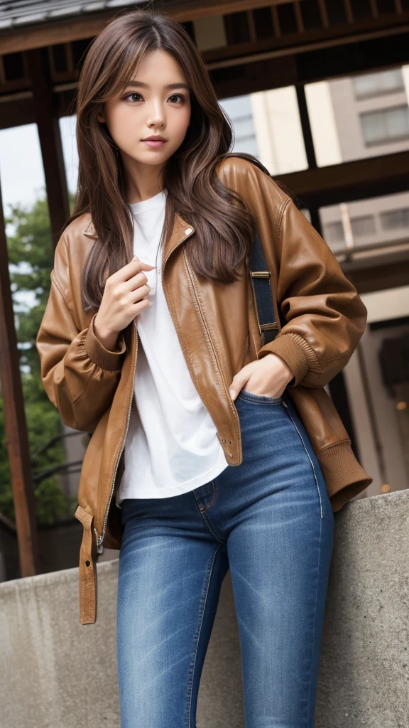 Japanese 、Single eyelid、Brown Hair、Long Hair、Riders jacket、jeans、Engineer boot

