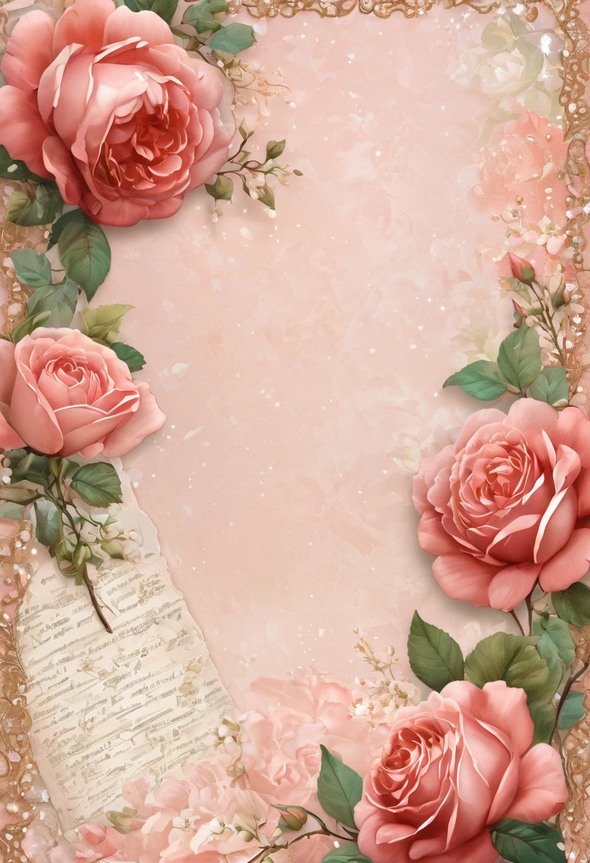 (((masterpiece))), (((Highest quality))), ((Super detailed)), (Highly detailed CG illustrations), ((非常にdelicateで美しい)), (overhead shot),(最高masterpiece:1.4),delicate,8k,( Background Pages:1.4),race,Lots of ribon,Shabby chic, race編み,roses,(gypsophila),(VINTAGE light salmon SCRAPPY PAPERS), a selection of pretty pages with flowers that will work with,((Digital Paper:1.4)),Stamperia,(DAPHNE’S DIARY:1.4),Watercolor