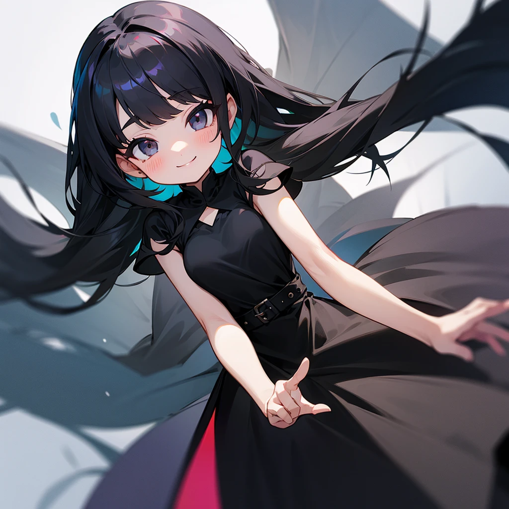 a cut baby girl with black long hair big black eyes with cute smile and beautifull dress in different colors
