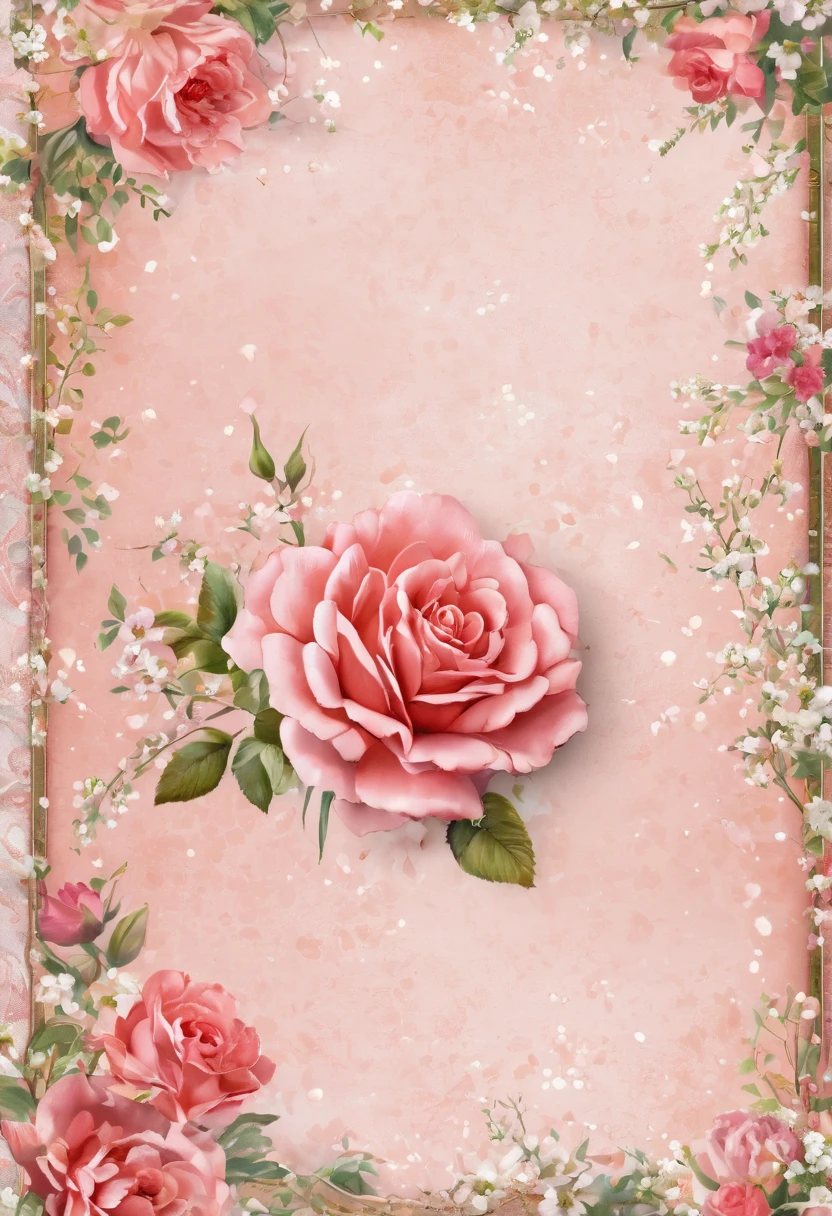 (((masterpiece))), (((Highest quality))), ((Super detailed)), (Highly detailed CG illustrations), ((非常にdelicateで美しい)), (overhead shot),(最高masterpiece:1.4),delicate,8k,( Background Pages:1.4),race,Lots of ribon,Shabby chic, Linen,race編み,roses,(gypsophila),(VINTAGE light salmon SCRAPPY PAPERS), a selection of pretty pages with flowers that will work with,((Digital Paper:1.4)),Stamperia,(DAPHNE’S DIARY:1.4),Watercolor