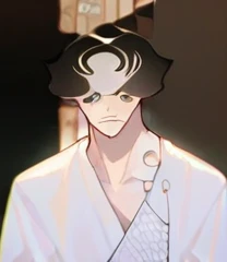 a long white hair white warior cloth with a swan in hand