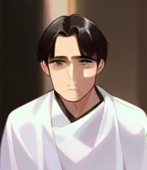 a long white hair white warior cloth with a swan in hand