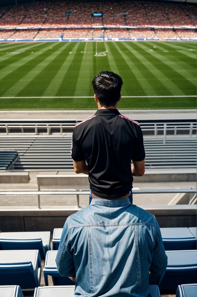 Man with his back watching football match in the stadium