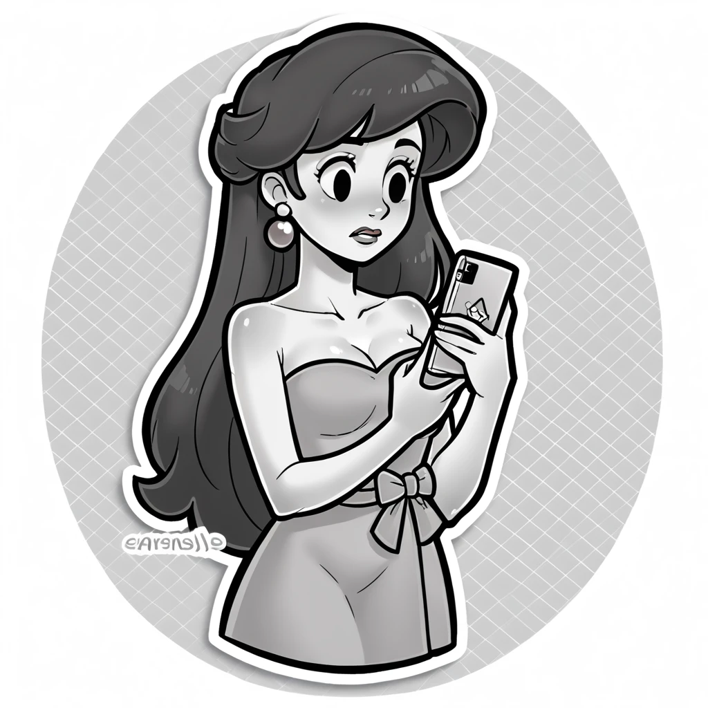 score_9_presence, score_8_up, ariel, wrapped in towel, medium breasts, holding phone