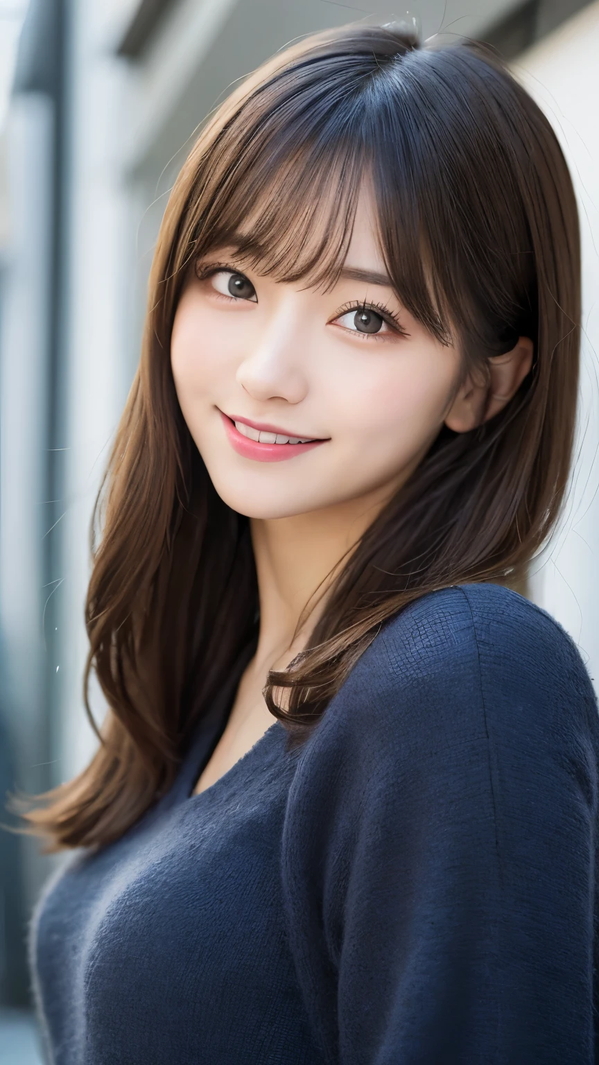 masutepiece, Best Quality, Illustration, Ultra-detailed, finely detail, hight resolution, 8K Wallpaper, Perfect dynamic composition, Beautiful detailed eyes, Cold winter clothes,Medium Hair,Small breasts natural color lip, Bold sexy poses,Smile,Harajuku、20 years girl、Cute、Sexy shot looking at camera