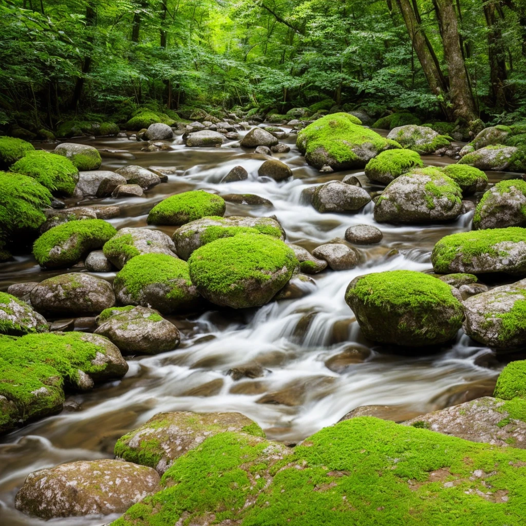 there is a stream running through a rocky field with rocks and grass, dry river bed, real-life brook, streams and rocks, flowing clear water creek bed, babbling brook, small stream, streams, pools and streams, small river on the ground, stream, wet grass and stones, river with low hanging plants, by Rainer Maria Latzke