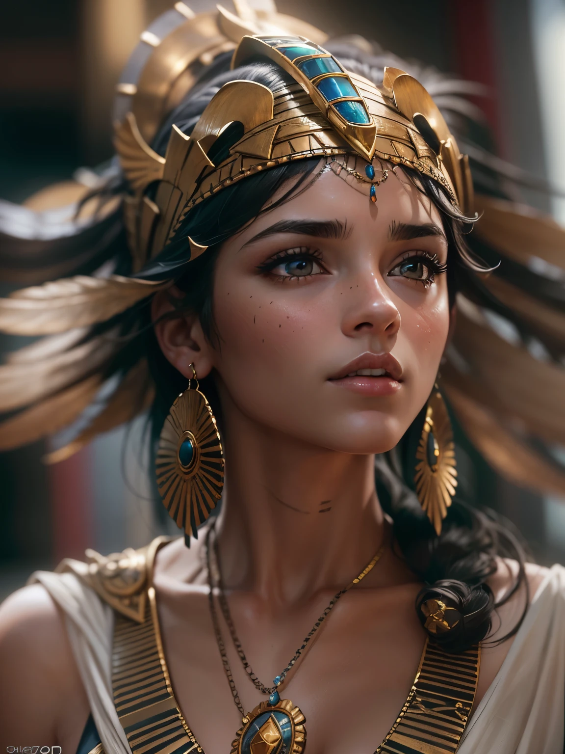 Close-up of a woman with headdress and feathers, Cleopatra Portraiture, beautiful Cleopatra, 3d, goddess, Portraiture, アステカ王女のPortraiture, goddessとしてのナタリー・ポートマン, Cleopatra, 映画のgoddessのクローズショット, Egyptian Princess, goddessのクローズアップPortraiture, ZbrushArt, 超Realisticファンタジーアート, Black Emma Watson becomes Egyptian, Realistic digital art,Familiar,Realistic, Familiar, Skin Texture, hyper Familiar, Realistic Skin Texture, Armature, Highest quality, 超High resolution, (写真Realistic:1.4),, High resolution, Familiar,
RAW Photos, Shapuri, Lee Jeffries Nikon D850 Film Stock Photo Graph 4 Kodak Portra 400 Camera F1.6 lens rich colors hyper Realistic lifelike texture dramatic lighting unrealengine trending on artstation cinestill 800,{{{{{{{(masterpiece, .CGI:1.4),(8K raw photo, best quality, masterpiece:1.2) super detailed official art,photorealistic:1.37, (outstanding, professional),masterpiece,best quality,ultra detailed,highres,high-resolution,4K,4Kportrait,8K,8Kportrait,unity8Kwallpaper,extremely detailed CG,realistic,RAW photo,real person,portrait photography,photorealistic,shiny skin,detailed skin,(((dynamic angle full body
and dynamic angle wide shot
and dynamic angle close-up
and dynamic angle upper body
and dynamic angle from above
and dynamic angle from behind
and dynamic angle from below
))),{{{{supermodel }}}},{{{{Photorealistic:1.4}}}}, beautiful detailed, highly detailed eyes and face, beautiful detailed eyes, ridiculous, incredibly ridiculous, super detailed, high resolution, highly detailed, top quality, masterpiece, illustration, highly detailed, CG, unified, 8K wallpaper, amazing, fine detail, masterpiece, top quality, highly detailed CG unified 8K wallpaper, face light, movie lighting,surrealistic female portrait, magic lights, 32K resolution, action poses, realistic photography, dynamic lighting, art station, volume lighting, highly detailed face, awarded, shadows}}}}}}}