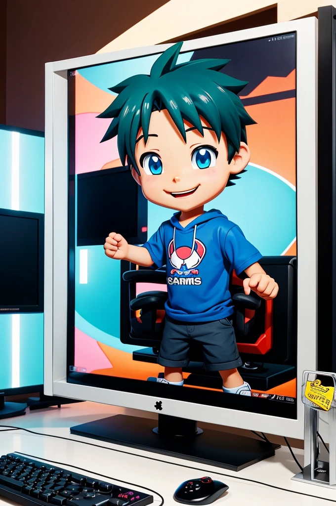 Cartoon anime character for gaming setup boy
