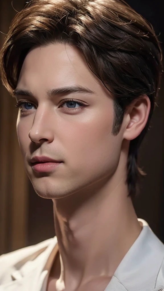 Prince william face, sensual lips, detail face, hyper realistic, cgi style, cinematic color