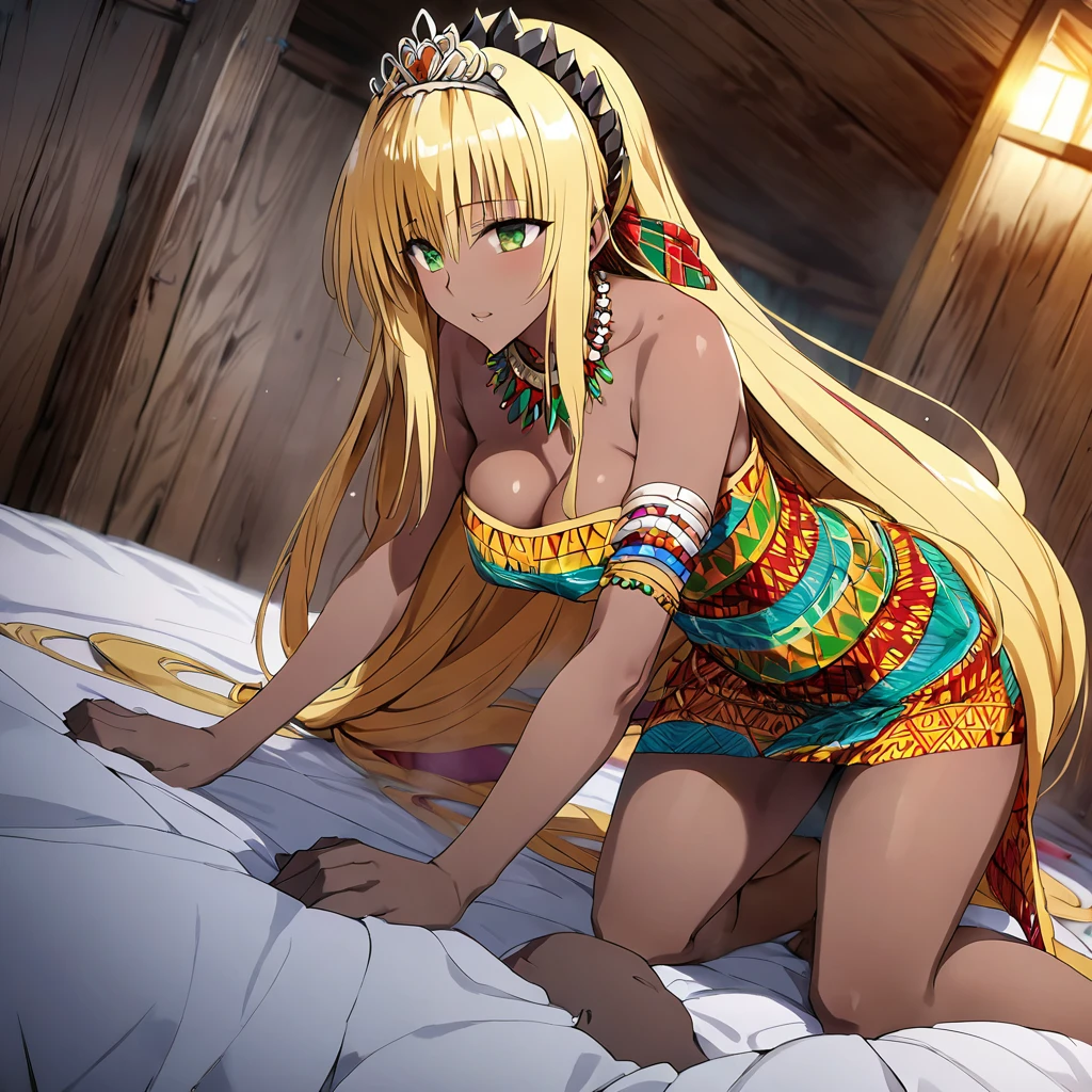 The woman is pushed down on a large bed and naked men put their dicks into her pussy and ejaculate a lot, rape her, groping her all over, gang-raping her, and a lot of semen overflows from her pussy.、((Highest quality)), ((masterpiece)), (detailed), (Perfect Face)、The woman is a black Ghanaian Tiayyu with vivid dark skin, wearing a gorgeous, colorful, glittering Ghanaian dress, a colorful head scarf, gorgeous jeweled accessories, and an engagement ring in a Ghanaian village.、The woman is an elegant Tiara with green eyes and blonde semi-long hair. She is wearing a colorful Ghanaian dress and a colorful head scarf. She has bright dark brown skin and is a black Ghanaian Tiara.、(The woman is a black Ghanaian with vivid dark brown skin.)