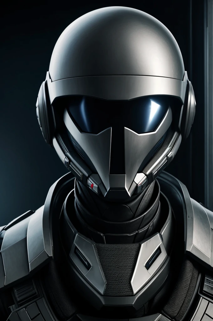 Realistic Alien Soldier from another dimension from a secret evil Multi-Reality ruling Military Empire  that it's face is covered by its futuristic helmet that has no visor