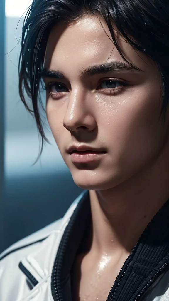 Leonel Messi face, sensual lips, wet face, detail face, hyper realistic, cgi style, cinematic color