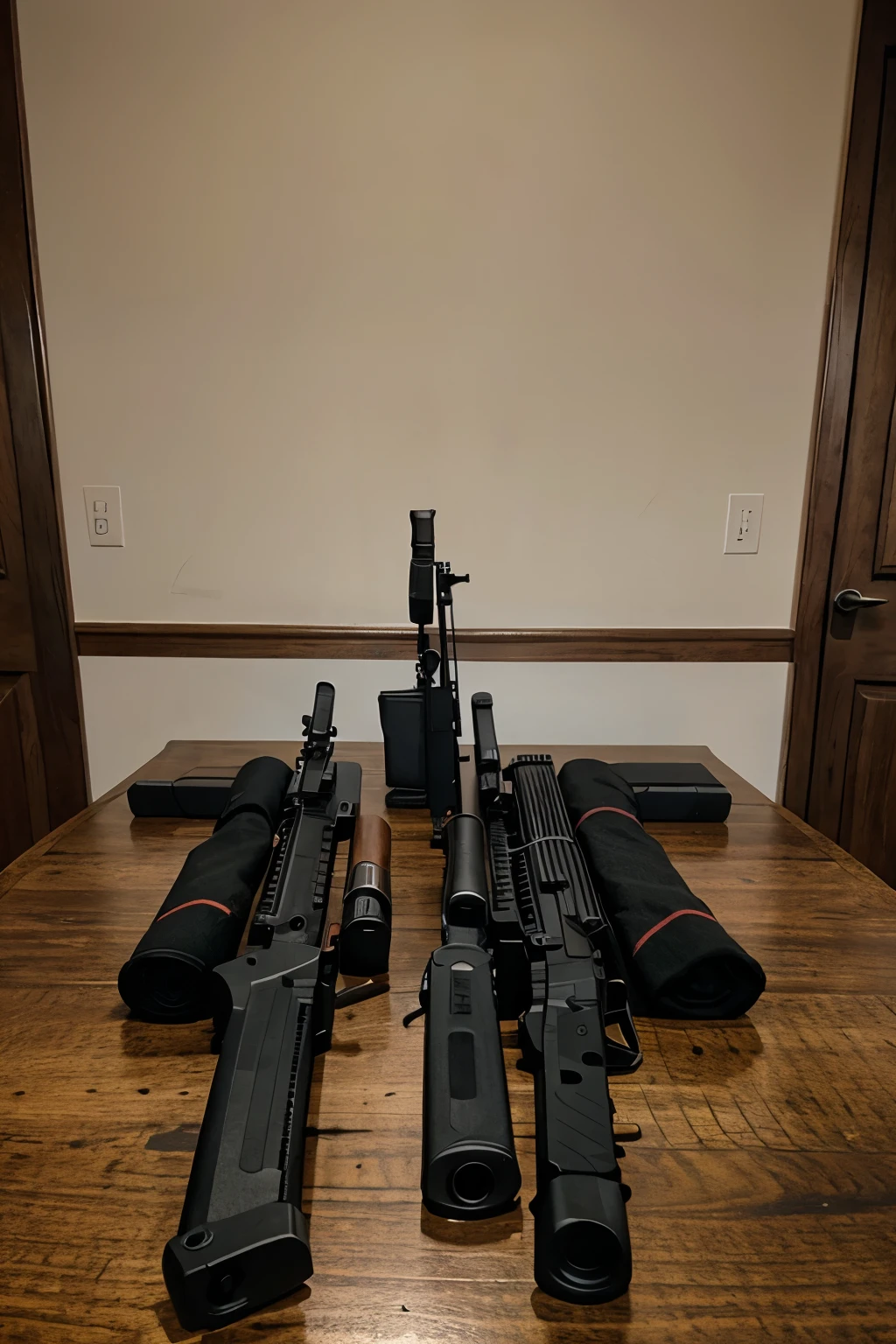 guns on a table
