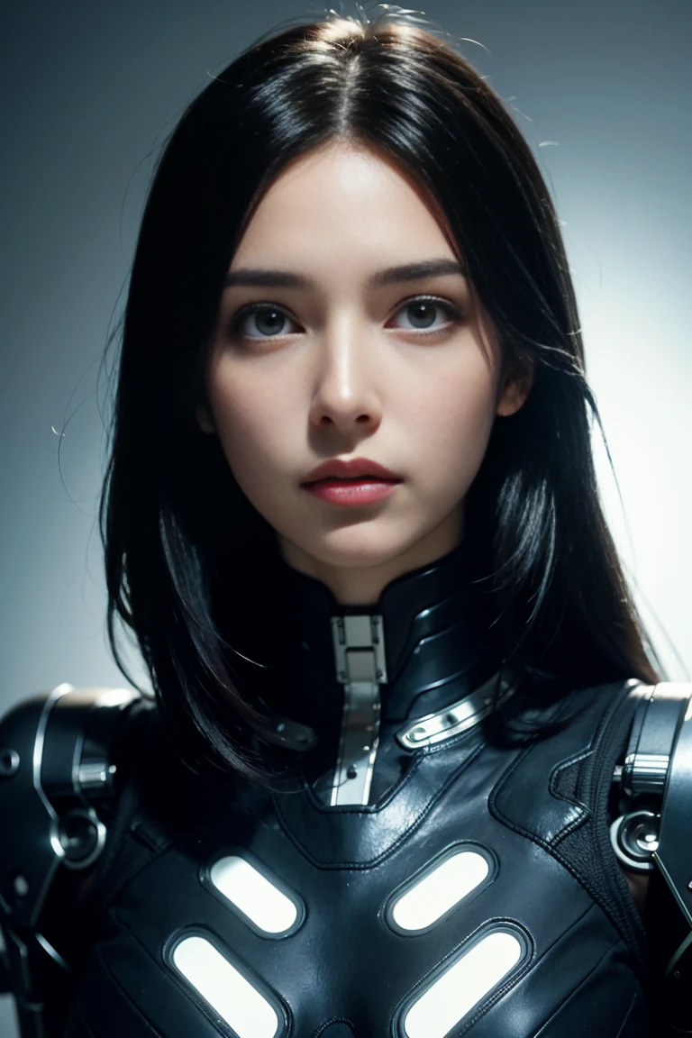 woman face, woman, A strong, cybernetically enhanced young engineer, Complex, elegant, Very detailed, Digital Painting, artステーション, コンセプトart, Smooth, Sharp focus, figure, art:H.R.Giger、Greg Rutkowski、Alphonse Mucha, Beautiful and dramatic lighting